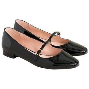 J. Crew Carolyn Skimmer Mary Jane Black Patent‎ Leather Flats